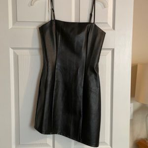 Leather asymmetric Mini Dress